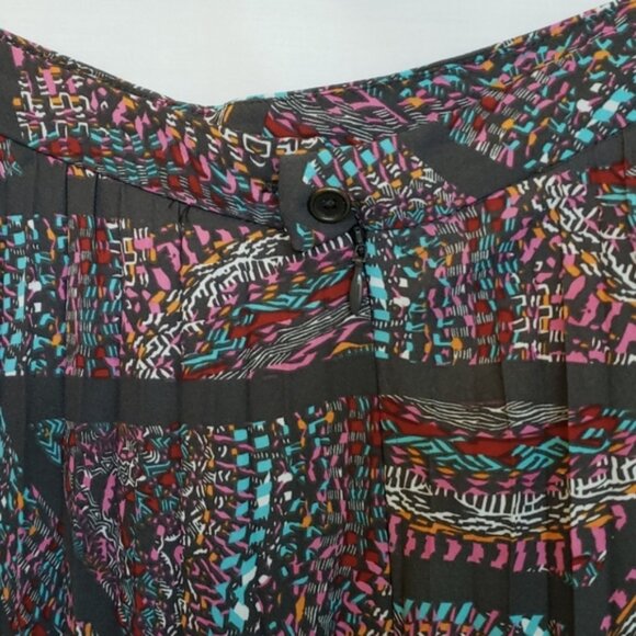 Lucy & Laurel Pleated Skirt Multi-Color Maxi Ankle Skirt Size Large ☆ - Picture 6 of 10
